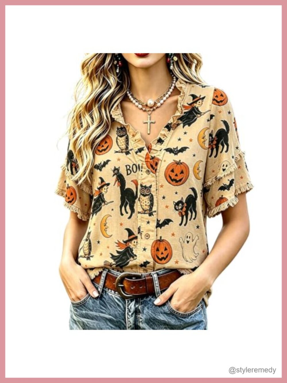 Vintage Floral Hollow Lace Trim Cotton Boho Blouse Top Button Front